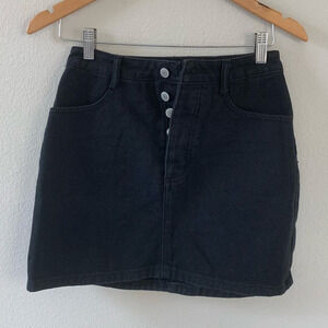 J.Galt Brandy‎ Melville Black Button Down Denim Mini Skirt